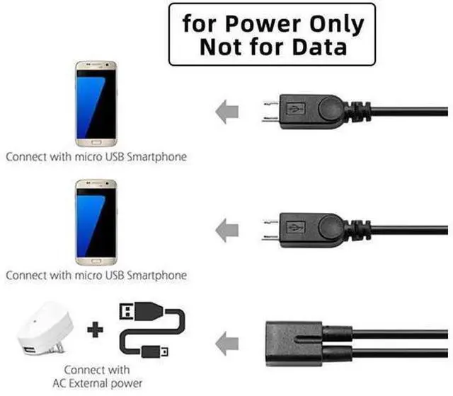 Alt view image 5 of 7 - 0.3M/0.98FT 1-to-2 USB-C to Dual Micro USB Charging Splitter Cable