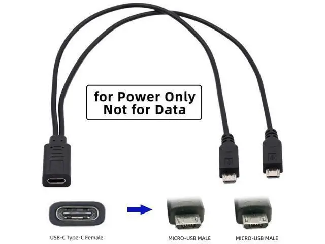 Alt view image 7 of 7 - 0.3M/0.98FT 1-to-2 USB-C to Dual Micro USB Charging Splitter Cable