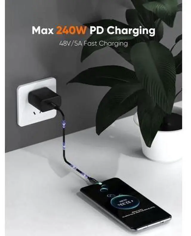 Alt view image 2 of 7 - 0.5FT Short USB4 / Thunderbolt 4 Cable, 40Gbps Data, 240W PD Charging & 8K@60Hz Video Cord Compatible with TB3, TB4 and All USB-C Devices