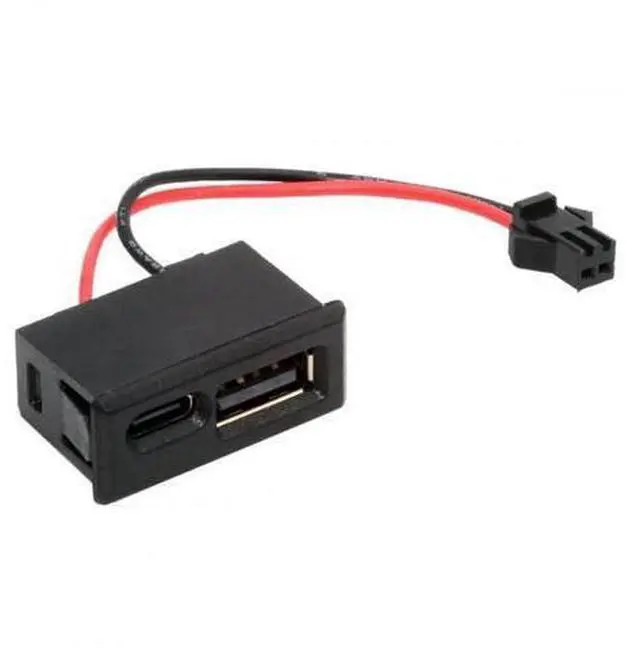 Main image of Horizontal Latch Mount USB-A + USB-C Female to 2.54mm Pitch 2Pin Header DC 5V Power Pigtail Cable for DIY OEM Project