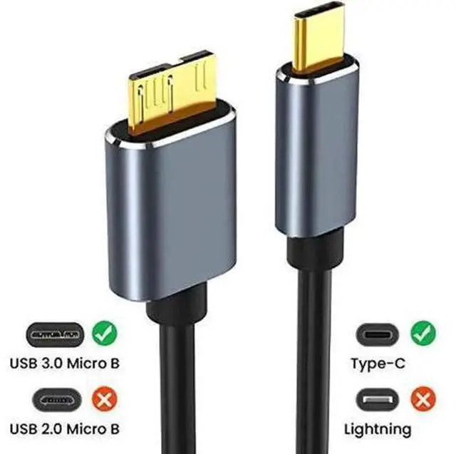 Alt view image 5 of 7 - 2M/6.6ft USB C to Micro B Cable, USB-C Male to Micro USB Data Sync Cord for WD, Seagate, Toshiba, Samsung External Hard Drives