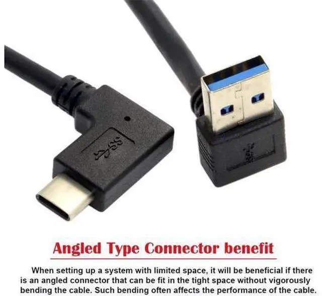 Alt view image 2 of 7 - 30cm Upward 90 Degree USB-C Female to USB3.1 Type-A Male Reversible Data Cable | 5Gbps High Speed Cord for Smartphones & Tablets