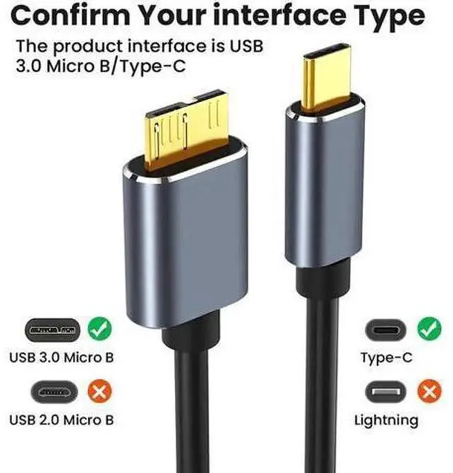 Alt view image 2 of 7 - 3.3FT USB C to Micro B Cable, Data Sync & Charging Cord for External Hard Drives, Galaxy S5