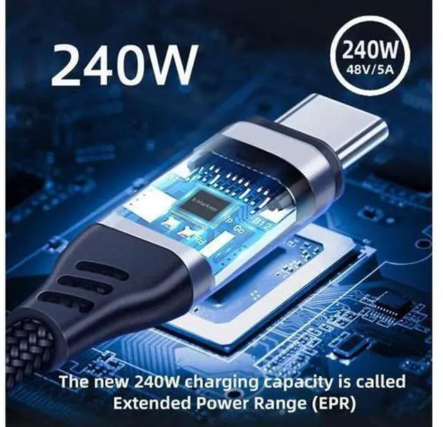 Alt view image 4 of 7 - 100CM 240W PD Type-C Male to Male Cable | 48V5A Max Power, USB2.0 480Mbps Data Cord for Laptops, Tablets & Smartphones