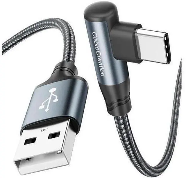 Main image of 1.6FT Right Angle USB-C Cable, 90 Degree Nylon Braided 3A Charging Cord for Car CarPlay, iPhone 15, Galaxy S24, MacBook, iPad & Switch