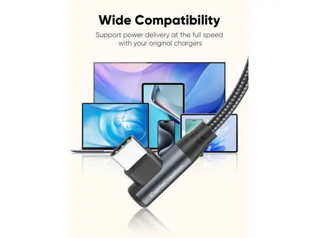 Alt view image 7 of 7 - 1.6FT Right Angle USB-C Cable, 90 Degree Nylon Braided 3A Charging Cord for Car CarPlay, iPhone 15, Galaxy S24, MacBook, iPad & Switch