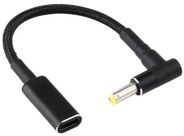 Main image of Right Angle DC 4.8×1.7mm to USB-C PD 100W Nylon Braided Power Cable | 18.5V~20V Fixed Voltage Trigger Cord