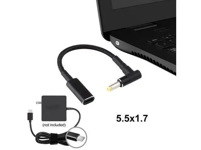 Alt view image 4 of 5 - Right Angle DC 4.8×1.7mm to USB-C PD 100W Nylon Braided Power Cable | 18.5V~20V Fixed Voltage Trigger Cord