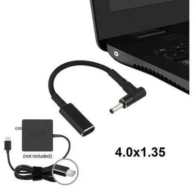 Alt view image 3 of 5 - Right Angle 4.0×1.35mm DC to USB-C Nylon Braided PD Trigger Cable | 100W, 18.5V~20V Fixed Output