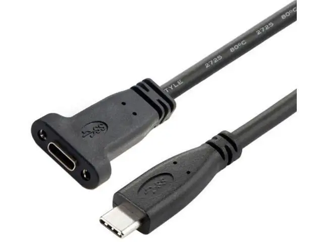 Alt view image 7 of 7 - 2 Pack 0.2M Panel Mount USB3.1 Gen2 Type-C Male to Female Extension Cable | 10Gbps Data & Fast Charging Cord