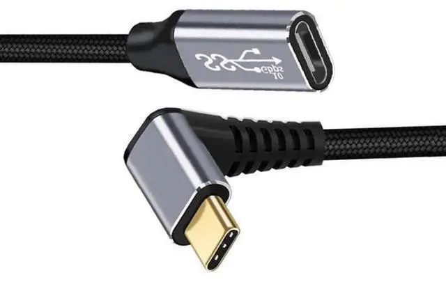 Main image of 2.0M Up 90° Angled USB-C Male to Female Extension Cable | USB3.1 Gen2 10Gbps & 100W PD Fast Charge with Protective Sleeve