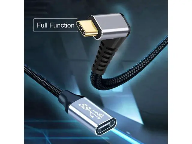 Alt view image 2 of 6 - 2.0M Up 90° Angled USB-C Male to Female Extension Cable | USB3.1 Gen2 10Gbps & 100W PD Fast Charge with Protective Sleeve
