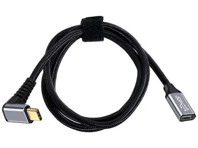 Alt view image 6 of 6 - 2.0M Up 90° Angled USB-C Male to Female Extension Cable | USB3.1 Gen2 10Gbps & 100W PD Fast Charge with Protective Sleeve