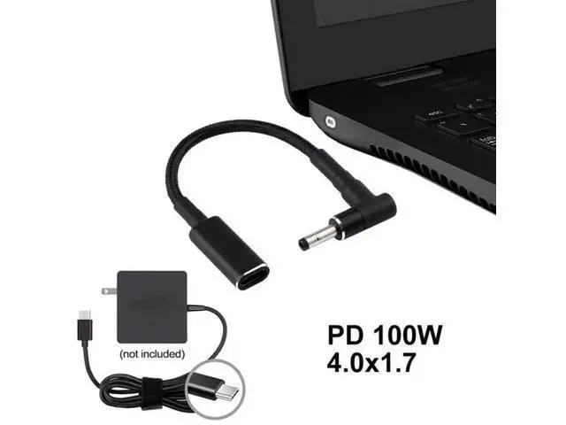 Alt view image 5 of 5 - PD 100W Right Angle 4.0×1.35mm DC to USB-C Nylon Braided Power Cable, 18.5V~20V Fixed Voltage Trigger Cord