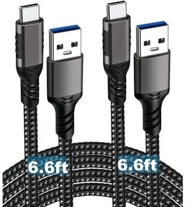 Main image of 2-Pack 6.6FT USB-A to USB-C Cable | USB3.2 Gen1 60W 3A Fast Charging & High-Speed Data Cord for Samsung Galaxy S23/S22/S21/S20 Ultra & All Type-C Devices