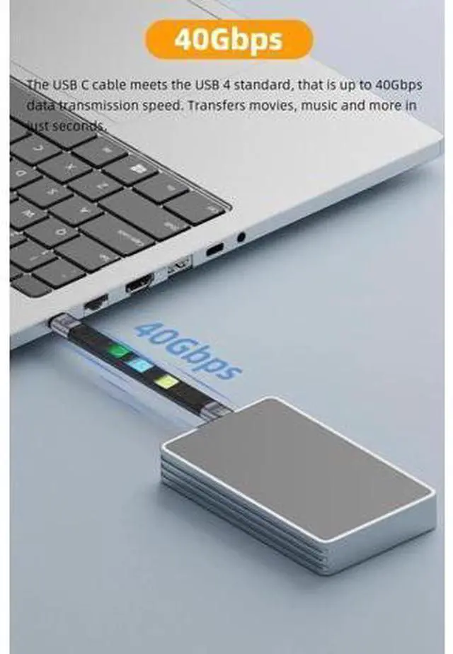 Alt view image 2 of 7 - 5.3 Inch Short USB4 USB-C to USB-C Cable | 240W PD Fast Charging, 40Gbps Data, 8K@60Hz Video, Compatible with Thunderbolt 3/4, Laptops, Tablets & Smartphones