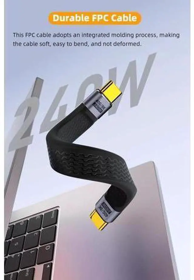 Alt view image 7 of 7 - 5.3 Inch Short USB4 USB-C to USB-C Cable | 240W PD Fast Charging, 40Gbps Data, 8K@60Hz Video, Compatible with Thunderbolt 3/4, Laptops, Tablets & Smartphones
