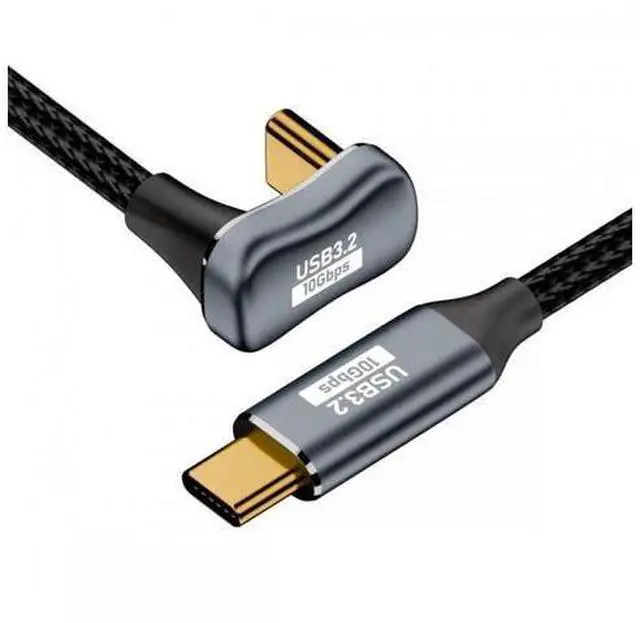 Main image of 50cm U-Shaped Back Angled USB C Male to Male Extension Cable, USB3.1 Gen2 10Gbps Data & 100W PD Fast Charging Cord with Protective Sleeve for Laptops & USB-C Devices