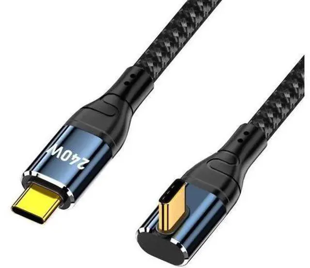 Main image of 0.5M 90 Degree Right Angle USB C to USB C Cable, 240W 48V 5A PD Fast Charging Cord, 480Mbps Data Transfer Compatible with 100W/USB2.0 for Laptops Phones