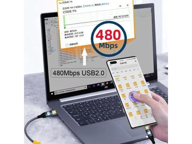 Alt view image 3 of 6 - 0.5M 90 Degree Right Angle USB C to USB C Cable, 240W 48V 5A PD Fast Charging Cord, 480Mbps Data Transfer Compatible with 100W/USB2.0 for Laptops Phones