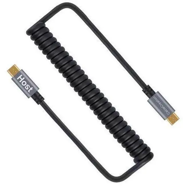 Main image of Black Coiled Micro USB to Micro USB Cable, 0.56ft-4ft Retractable OTG Cord with Gold-Plated Connectors & Aluminum Shell for Raspberry Pi Zero, Phones, DJI Remote