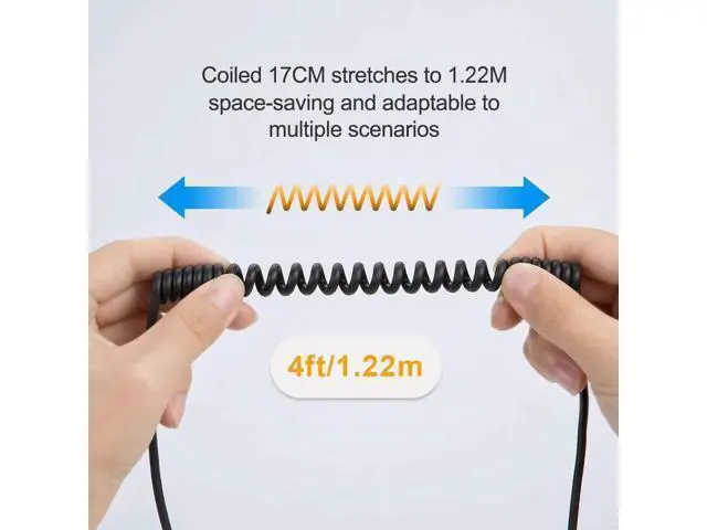 Alt view image 2 of 7 - Black Coiled Micro USB to Micro USB Cable, 0.56ft-4ft Retractable OTG Cord with Gold-Plated Connectors & Aluminum Shell for Raspberry Pi Zero, Phones, DJI Remote