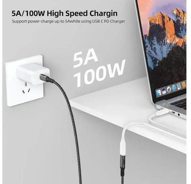 Alt view image 7 of 7 - 3M/10FT Nylon Braided USB-C Extension Cable Male to Female, USB 3.2 Gen2 Extender Cord Support 10Gbps Data, 100W PD Fast Charging, 4K@60Hz Video for MacBook, Laptops & Phones