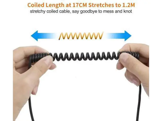 Alt view image 4 of 7 - Space Gray Coiled USB 2.0 A to Micro USB Cable, Retractable 0.56ft-4ft Charging & Data Cord for Android Phones, Tablets, Raspberry Pi Zero & Car Charger
