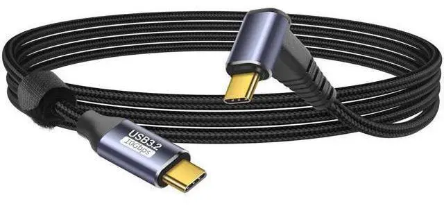 Main image of USB C to USB C 90 Degree Cable 10Gbps USB Type-C 3.1 Gen2 Male to Male Data Transfer 4K@60Hz Video Cable Support 100W Fast Charging (1M/3.3FT)