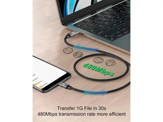 Alt view image 7 of 7 - 2M/6.6FT Nylon Braided USB-C to USB-C Cable | PD3.1 240W(48V 5A) Super Fast Charging Cord Compatible with MacBook Pro, iPad Pro, Galaxy S22/A10 & All USB-C Devices