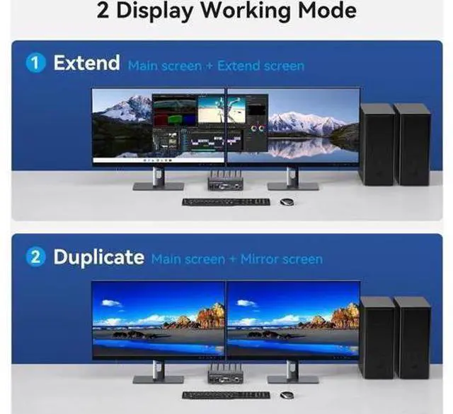 Alt view image 2 of 7 - 2 Port 2-In-2-Out Dual Monitor DisplayPort 1.4 KVM Switch 8K@60Hz 4K@120Hz USB 3.0, Aluminum Housing, with USB3.0 to USB-C Cable, 4 USB Peripherals Sharing for 2 PCs & 2 Displays