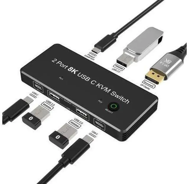 Main image of Thunderbolt 3 / Thunderbolt 4 USB-C to DP KVM Switch, 3 USB 2.0 Ports, Support 8K@60Hz & 4K@144Hz DP 1.4, for Monitor, Keyboard, Mouse & Printer