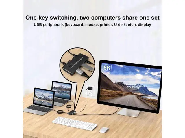Alt view image 5 of 6 - Thunderbolt 3 / Thunderbolt 4 USB-C to DP KVM Switch, 3 USB 2.0 Ports, Support 8K@60Hz & 4K@144Hz DP 1.4, for Monitor, Keyboard, Mouse & Printer