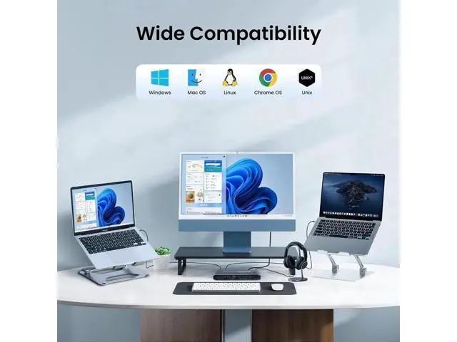 Alt view image 4 of 5 - 2 Port USB-C KVM Switch with HDMI & DP Output, Thunderbolt Type-C KVM Hub 7 USB-A, 100W PD, RJ45 Ethernet & 3.5mm Audio Jack, 4K@60Hz for Laptops