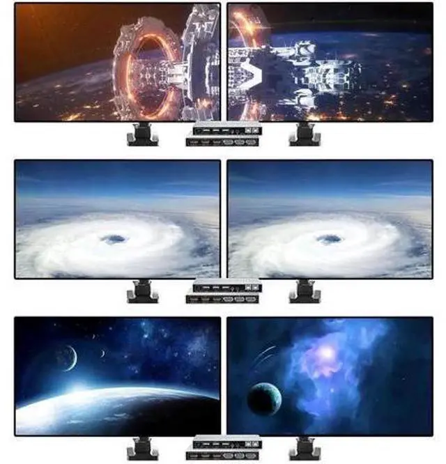 Alt view image 3 of 7 - Vszerda 2 In 2 Out Dual Monitor KVM Switch, Hybrid HDMI+DP Input & Output 4K@60Hz KVM Switcher for 2 PCs Share Two Displays