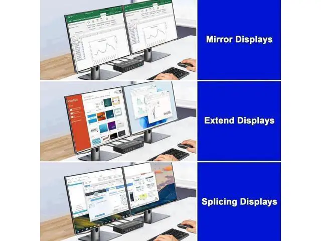 Alt view image 4 of 7 - 4-Port Dual Monitor DP KVM Switch DP1.4, 8K@60Hz USB3.0 KVM Switcher with Audio Mic & 3 USB 3.0 Ports for 4 PCs Share 2 Displays