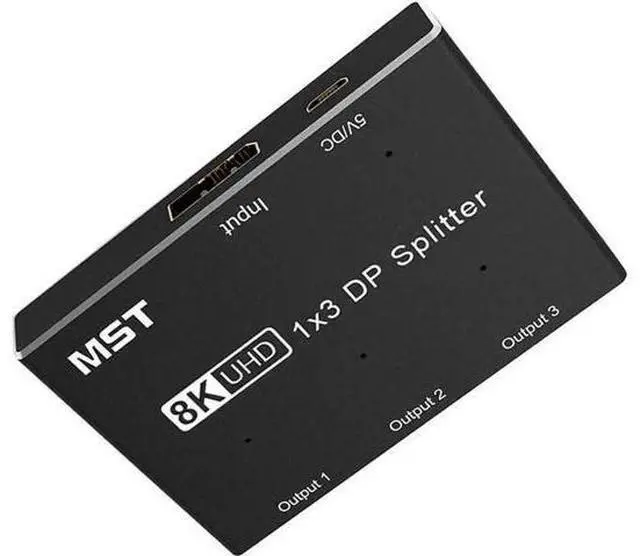 Alt view image 3 of 7 - 1 in 3 Out DP MST SST Splitter Hub 8K@30Hz 4K@120Hz DisplayPort Splitter 1x3 Port Ultra HD Video Converter Adapter for Single Source to 3 HD Monitors