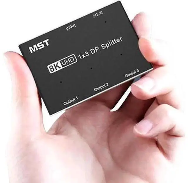 Alt view image 6 of 7 - 1 in 3 Out DP MST SST Splitter Hub 8K@30Hz 4K@120Hz DisplayPort Splitter 1x3 Port Ultra HD Video Converter Adapter for Single Source to 3 HD Monitors