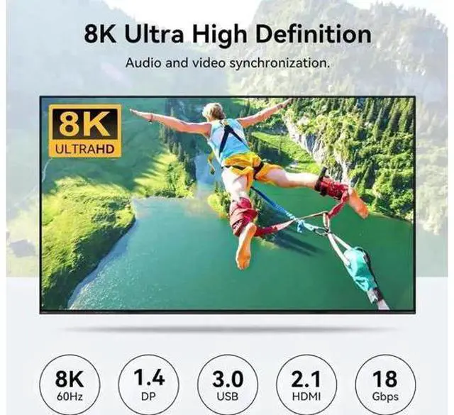 Alt view image 7 of 7 - 4 Port Hybrid HDMI+DP Dual Monitor KVM Switch, 8K@60Hz 4K@120Hz USB3.0 KVM Switcher with 4 USB3.0 Ports, Remote Control & Power Adapter for 4 PCs Share 2 Displays, Support Extend & Mirror Mode