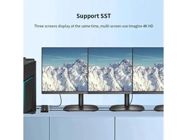 Alt view image 5 of 7 - DP 1.4 MST Splitter 1 in 3 Out 8K@30Hz 4K@144Hz Triple DisplayPort Splitter SST Ultra HD Multi-Monitor Adapter