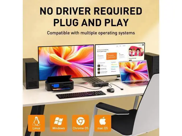 Alt view image 3 of 7 - 3 Port Dual Monitor DP KVM Switch 8K@60Hz, 3 PCs Share 2 DP Screens, USB 3.0 KVM Switch for Keyboard Mouse Sharing