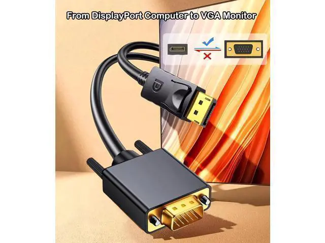 Alt view image 5 of 7 - 5 Pack 6FT DisplayPort to VGA Cable, DP to VGA 1080P@60Hz Video Cord for PC Laptop to Monitor Projector, Unidirectional Only