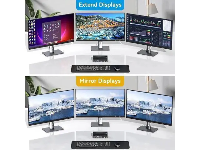 Alt view image 2 of 7 - 2-Port Triple DP KVM Switch DP1.4, 8K@60Hz 4K@120Hz, 4 USB3.0 Ports, 12V DC Adapter & 2 USB Cables Included