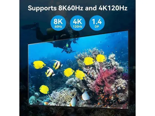 Alt view image 3 of 7 - 2-Port Triple DP KVM Switch DP1.4, 8K@60Hz 4K@120Hz, 4 USB3.0 Ports, 12V DC Adapter & 2 USB Cables Included