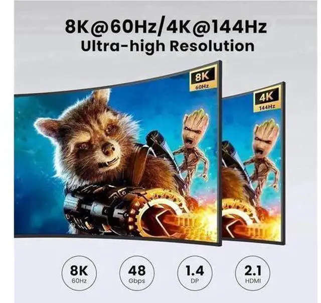 Alt view image 3 of 7 - 2x2 HDMI DP Dual Monitor KVM Switch, 8K/4K@144Hz, 2 In 2 Out for 2 PCs & 2 Displays