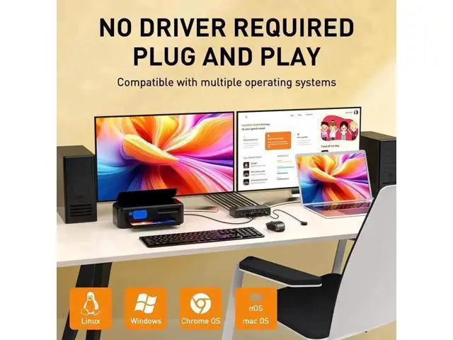 Alt view image 7 of 7 - 3-Port Dual DP KVM Switch, 8K@30Hz 4K@60Hz, USB3.0, Wired Remote Included
