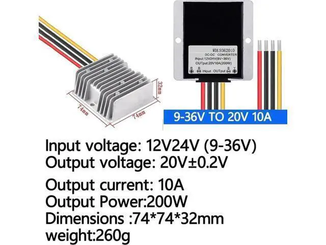 Alt view image 5 of 6 - 9-36V to 20V DC-DC Buck Boost Converter, 400W 10A Voltage Stabilizer, Aluminum Heat Sink Step Up Down Power Module for Car Laptop Vehicle Equipment