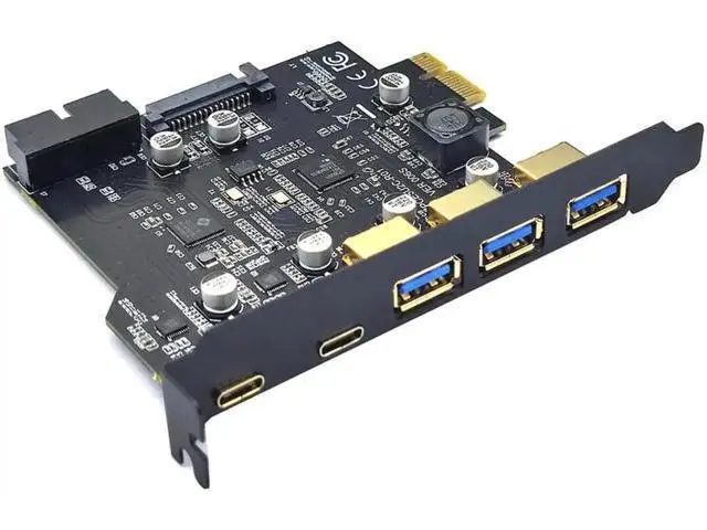 Alt view image 3 of 5 - PCIe USB 3.2 Gen2 Expansion Card, Multi-Port USB-A & USB-C PCI Express Controller Riser Hub Adapter for Desktop Motherboard