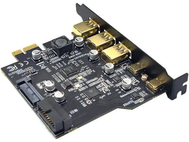 Alt view image 5 of 5 - PCIe USB 3.2 Gen2 Expansion Card, Multi-Port USB-A & USB-C PCI Express Controller Riser Hub Adapter for Desktop Motherboard