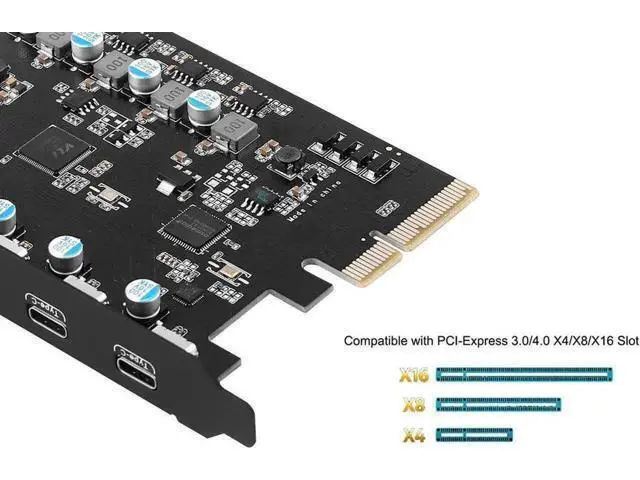 Alt view image 3 of 6 - PCIe X4 USB 3.2 Gen2 Expansion Card, 5-Port 10Gbps PCIe 3.0/4.0 Adapter (3×USB-C + 2×USB-A) Internal PCI Express USB Hub, Full-Profile Bracket Compatible Windows 7/8/10, Linux & macOS 10.8.2+